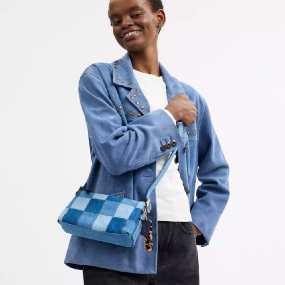 NWT Coachtopia Small Slouchy Alter Ego Shoulder Bag Denim Cotton Patchwork NEW - Picture 3 of 7